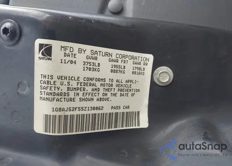 2005 Saturn Ion 2 from USA, damaged, VIN 1G8AJ52F55Z130062